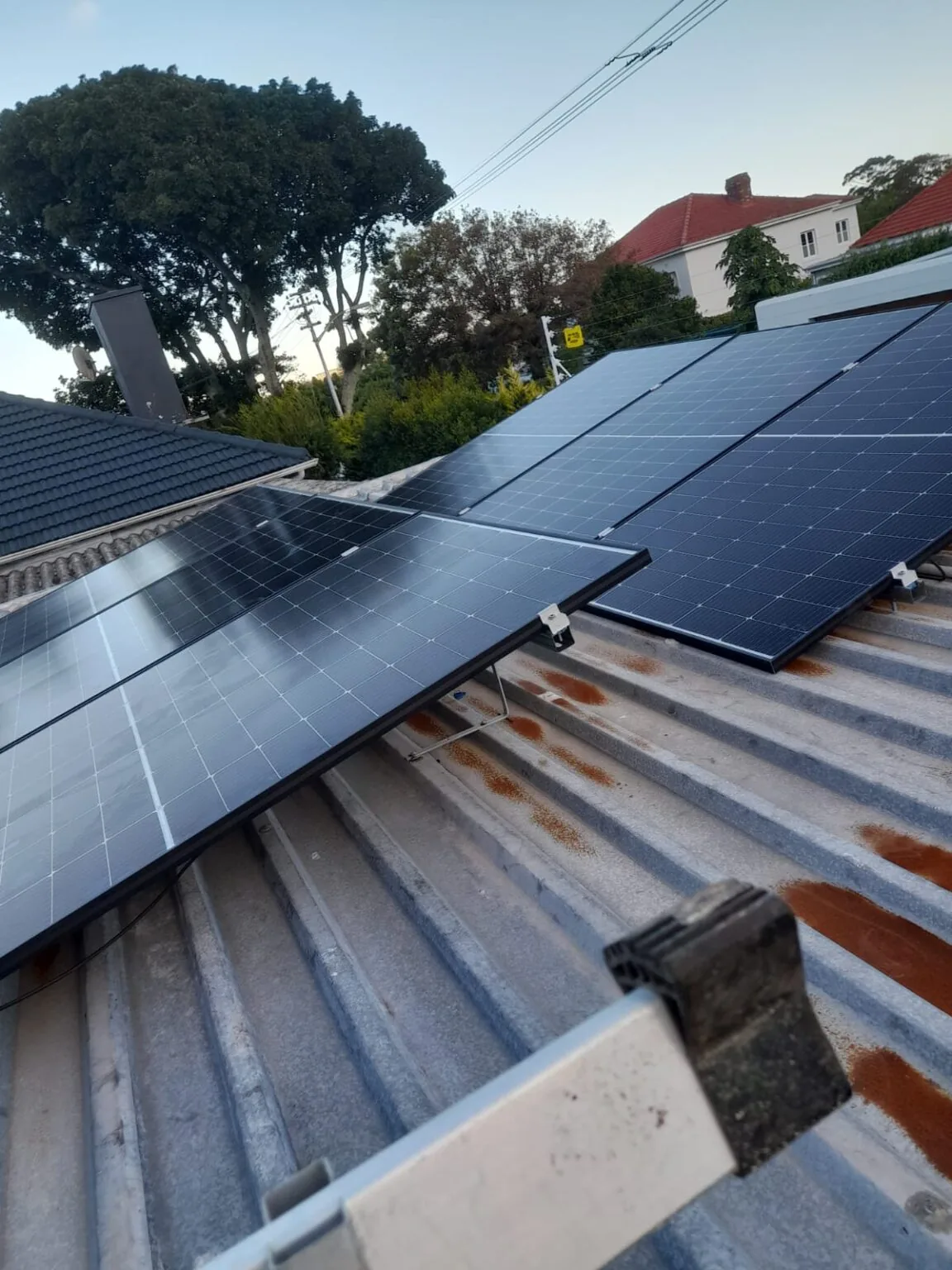 Rooftop solar panel installation